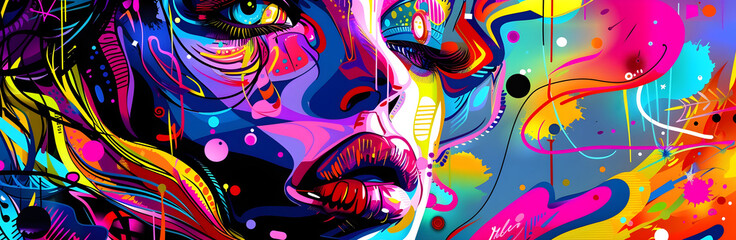 Aufkleber - vibrant psychedelic odyssey a captivating digital art of boundless imagination and transcendent visu