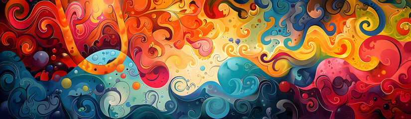 Aufkleber - Vibrant Psychedelic Swirls of Mesmerizing Digital Abstract Art