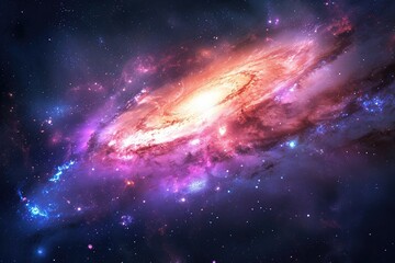 Aufkleber - a large galaxy with a bright purple and blue star, Study the principles of astrophysics