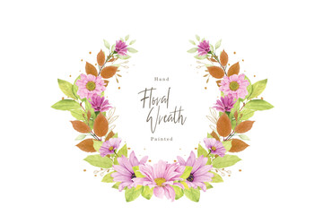 Wall Mural - colourful floral and leaves wreath element design