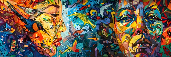 Leinwandbilder - Vibrant Surreal Dreamscape Captivating Psychedelic Digital Art Composition