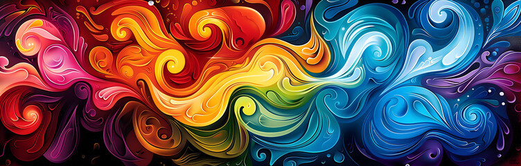Poster - Vibrant Swirling Waves of Colorful Abstract Energy and Movement