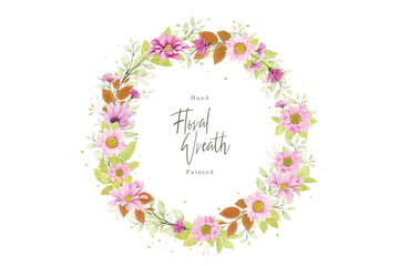 Poster - colourful floral and leaves wreath element design