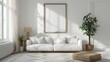 © Budi - Mockup frame in white simple living room interior background,