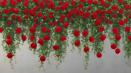 Wall Mural - poppy flowers Red rose backdrop, many red flowers on a hazy background.