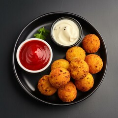 Wall Mural - Indian traditional fried dish cheese ball pakora or pakoda