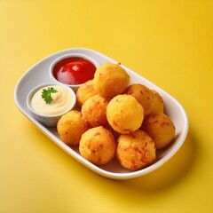 Wall Mural - Indian traditional fried dish cheese ball pakora or pakoda 