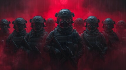 Tactical squad in red alert