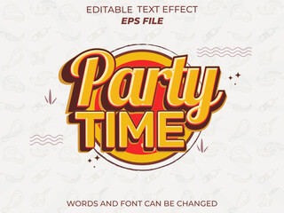 Wall Mural - party time text effect, font editable, typography, 3d text. vector template