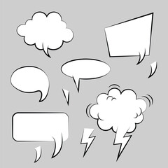 Poster - Comic speech bubble stickers vector icon. empty cartoon speech bubble. text, thought, talk, message, dialogue. empty bubble, speech textbox
