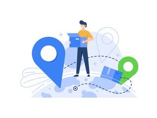 Poster - Delivery concept with cartoon people in flat design for web,Fast shipping