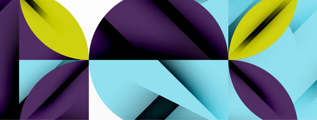 Aufkleber - Circle, square and flower petal geometric background. Round shapes composition for wallpaper, banner, background or landing