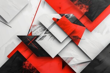 Poster - Vibrant abstract geometric design in red, black, and white for a dynamic presentation