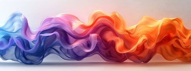 Poster - Mesmerizing Vibrant Abstract Composition of Flowing Pigment Ribbons on White Background