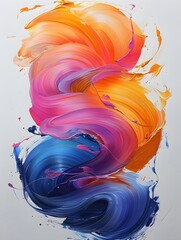 Poster - Energetic Abstract Composition with Bold Sweeping Pigment Curves