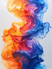 Poster - Energetic Abstract Composition with Bold Sweeping Curves of Vivid Pigment