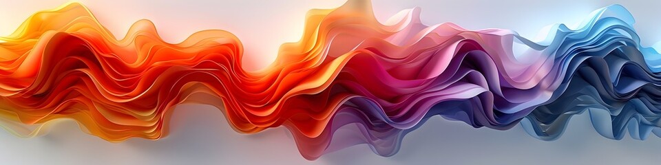 Poster - Captivating 3D Rendered Abstract Study of Undulating Bands of Bold Saturated Color on Pristine