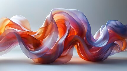 Poster - Mesmerizing 3D Abstract Ribbons Carving Graceful Kinetic Forms on White Plane