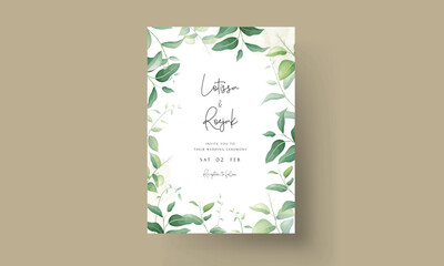Sticker - elegant greenery leaves watercolor wedding invitation