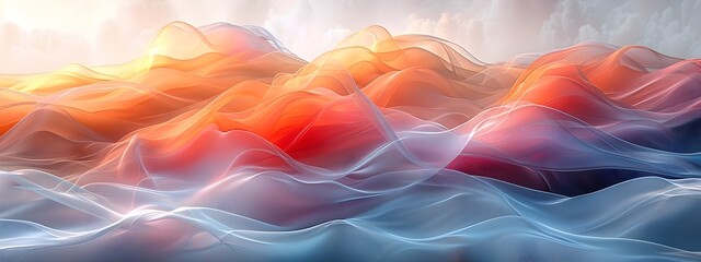 Poster - Serene Abstract Artwork with Soft Flowing Curves and Soothing Colors on a Bright White Canvas