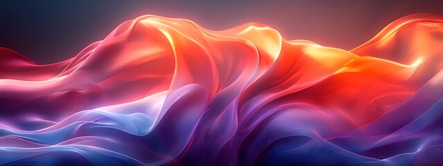 Poster - Vibrant Flowing Abstract Curves and Lines in Surreal Digital Art Composition