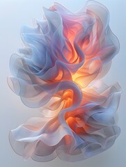 Poster - Elegant abstract 3D rendering of harmonious contemplative lines and muted hues on crisp white