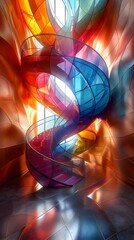 Poster - Captivating Kaleidoscopic Abstract Curves and Rhythmic Structures in Vibrant Digital Art