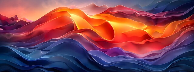 Poster - Captivating Curves and Vivid Hues A Mesmerizing Digital Abstract