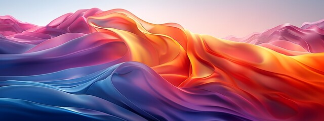Poster - Mesmerizing Curves and Hues A Captivating Digital of Abstract Expressionist Structures