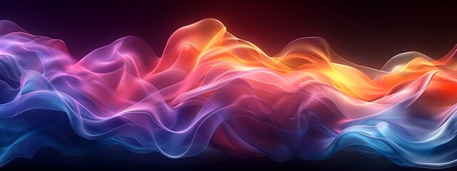 Poster - Captivating Abstract Wavy Flowing Colorful Lines Futuristic Digital Backdrop