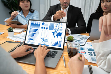 Poster - financial data analysis dashboard by fintech bi or business intelligence display on laptop screen to
