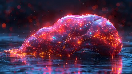 Poster - Hyper Intelligent Neural Network Processing Hub with Crystalline Casing and Glowing Interfaces
