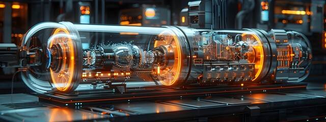 Poster - Sleek Quantum Core with Luminous Energy Conduits and Levitating Data Console   Cinematic