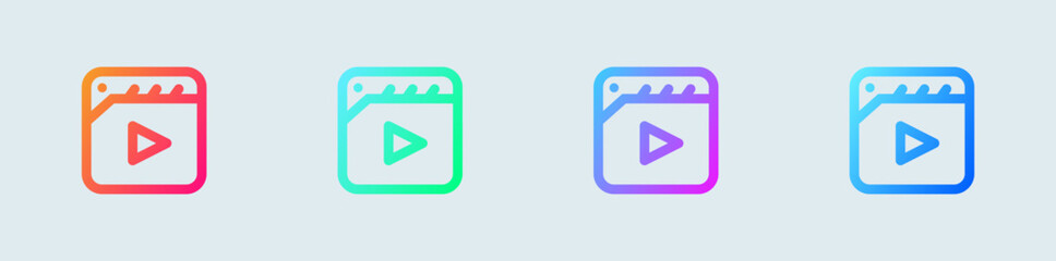 Poster - Film line icon in gradient colors. Cinema signs vector illustration.