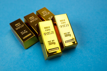 Poster - gold bars on a blue