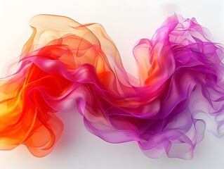 Poster - Captivating Fluid Abstract Dance of Saturated Color Ribbons on Bright White
