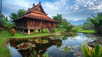 Wall Mural - Traditional house with fresh view
