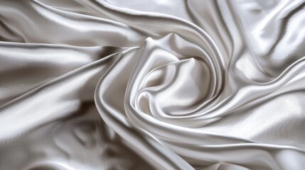 Poster - Create a lavish ambiance with this elegant white silver fabric, boasting a luxurious satin texture and a graceful natural blur, perfect for adding a touch of opulence to any project.