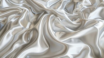 Poster - Create a lavish ambiance with this elegant white silver fabric, boasting a luxurious satin texture and a graceful natural blur, perfect for adding a touch of opulence to any project.