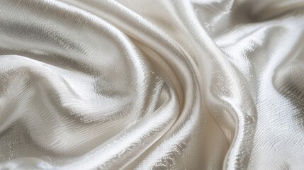 Poster - Elevate your design palette with the refined allure of this white silver fabric, showcasing a lustrous satin texture and a subtle, sophisticated blur for an opulent finish.