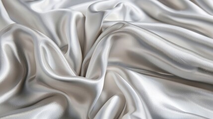 Poster - Elevate your design with the exquisite charm of this white silver fabric, featuring a silky satin texture that radiates elegance and refinement