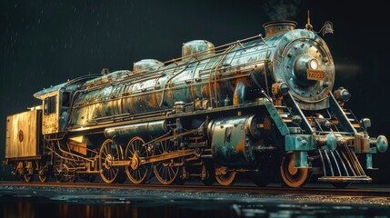 Wall Mural - Steam locomotive, renovated, looks like a model but is real. Generative AI