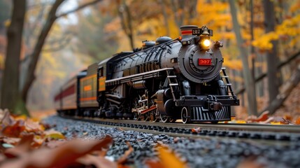 Wall Mural - Steam locomotive, renovated, looks like a model but is real. Generative AI