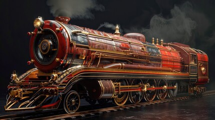 Wall Mural - Steam locomotive, renovated, looks like a model but is real. Generative AI