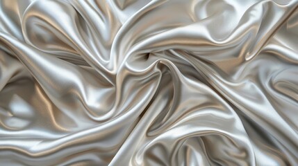 Poster - Luxurious white silver fabric with a silky satin texture, exuding elegance and sophistication for your high-end design needs