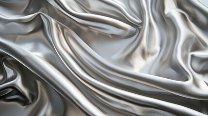 Poster - Luxurious white silver fabric with a silky satin texture, exuding elegance and sophistication for your high-end design needs