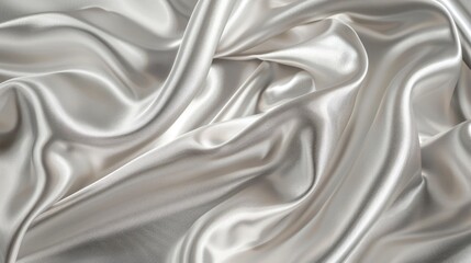 Poster - Luxurious white silver fabric with a silky satin texture, exuding elegance and sophistication for your high-end design needs
