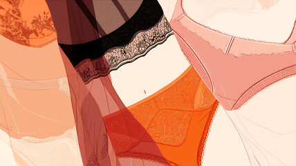 Wall Mural - Colorful lingerie with lace detail