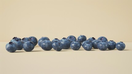Wall Mural - Fresh blueberries on beige background, minimalistic studio shot. Healthy eating and superfood concept
