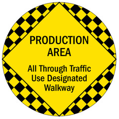 Wall Mural - Pedestrian walkways sign production area. All through traffic use designated walkway